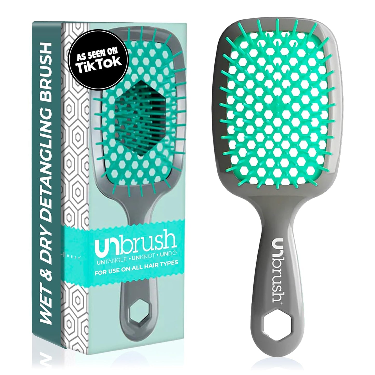 Unbrush Detangling Brush for Pain-Free Brushing on All Wet or Dry Hair Types — Durable Duoflex Anti-Static Bristles, Lightweight Handle, Vented Hair Brush