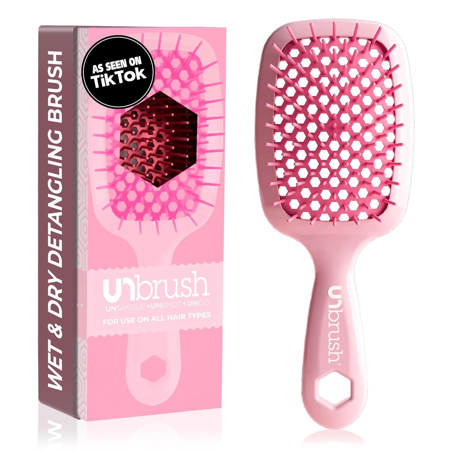 Unbrush Detangling Brush for Pain-Free Brushing on All Wet or Dry Hair Types — Durable Duoflex Anti-Static Bristles, Lightweight Handle, Vented Hair Brush