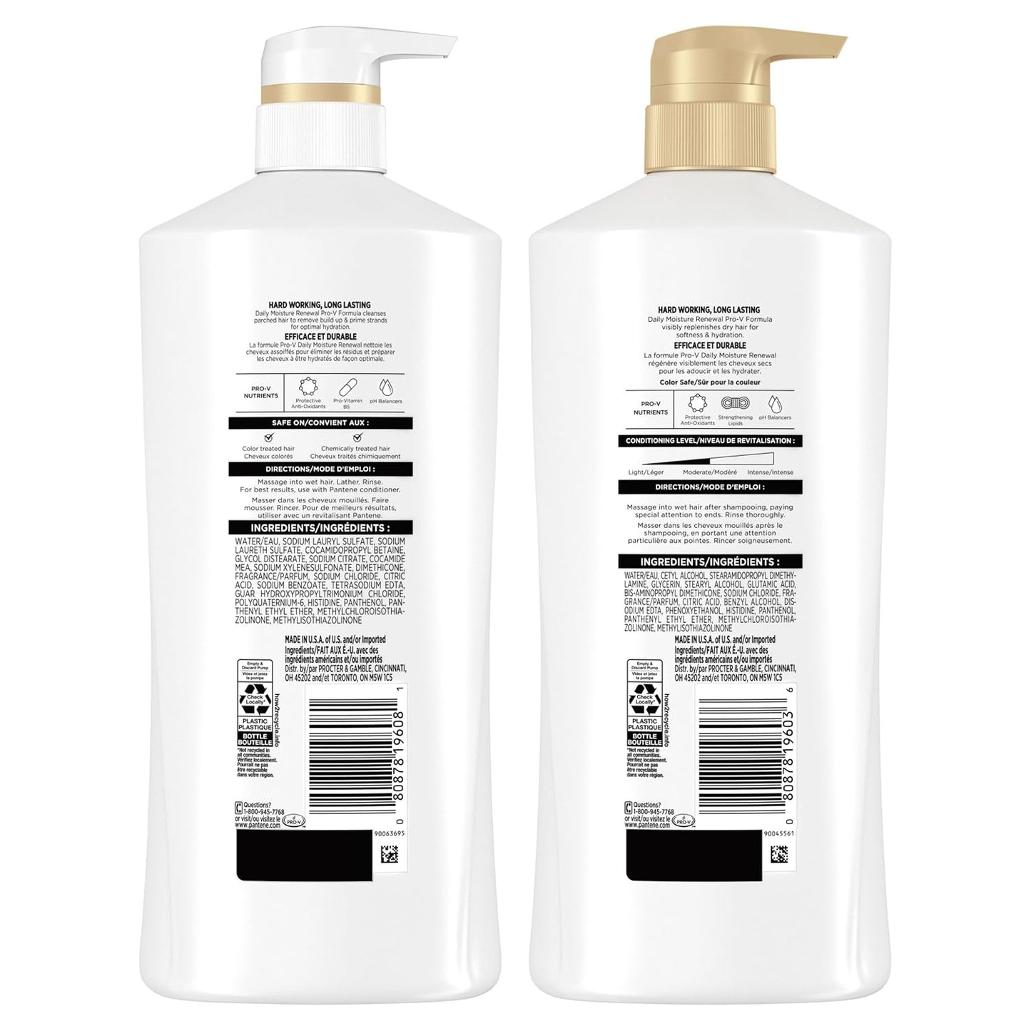 Shampoo and Conditioner Set with Hair Treatment - Pro-V Nutrients for Dry, Color-Treated Hair, Long-Lasting Nourishment & Hydration, Antioxidant-Rich, 27.7 Oz Each, 2 Pack