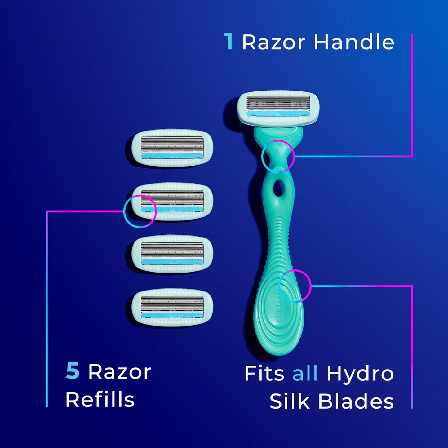 Sensitive Women'S Razor | 5-Blade Razors for Women Sensitive Skin | Womens Razors Sensitive Skin | 1 Handle & 5 Razor Blade Refills