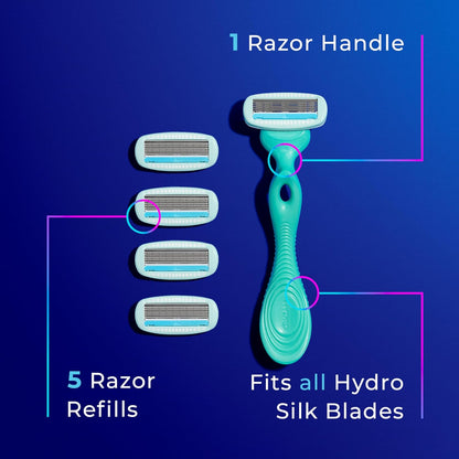 Sensitive Women'S Razor | 5-Blade Razors for Women Sensitive Skin | Womens Razors Sensitive Skin | 1 Handle & 5 Razor Blade Refills