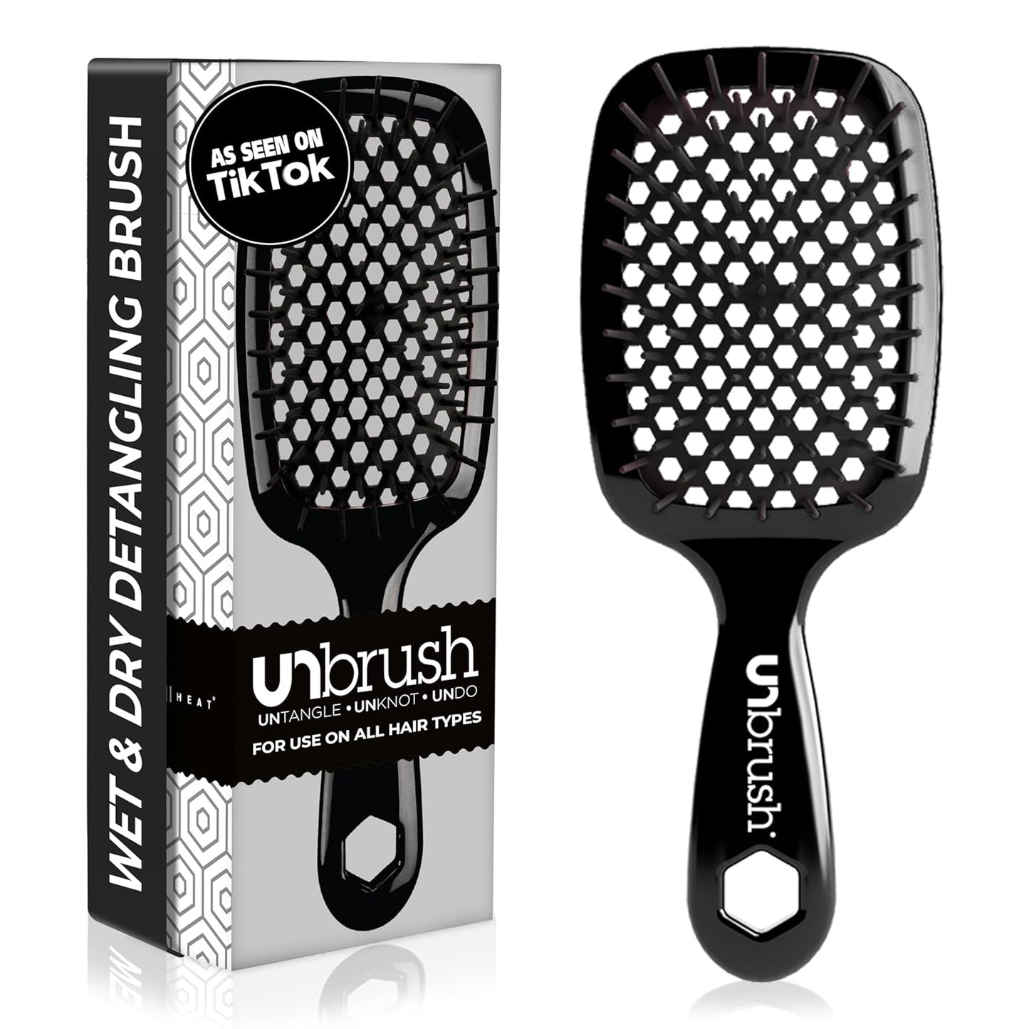 Unbrush Detangling Brush for Pain-Free Brushing on All Wet or Dry Hair Types — Durable Duoflex Anti-Static Bristles, Lightweight Handle, Vented Hair Brush