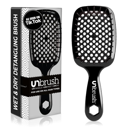 Unbrush Detangling Brush for Pain-Free Brushing on All Wet or Dry Hair Types — Durable Duoflex Anti-Static Bristles, Lightweight Handle, Vented Hair Brush