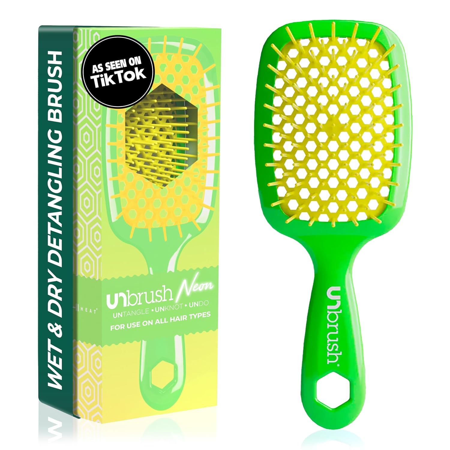 Unbrush Detangling Brush for Pain-Free Brushing on All Wet or Dry Hair Types — Durable Duoflex Anti-Static Bristles, Lightweight Handle, Vented Hair Brush