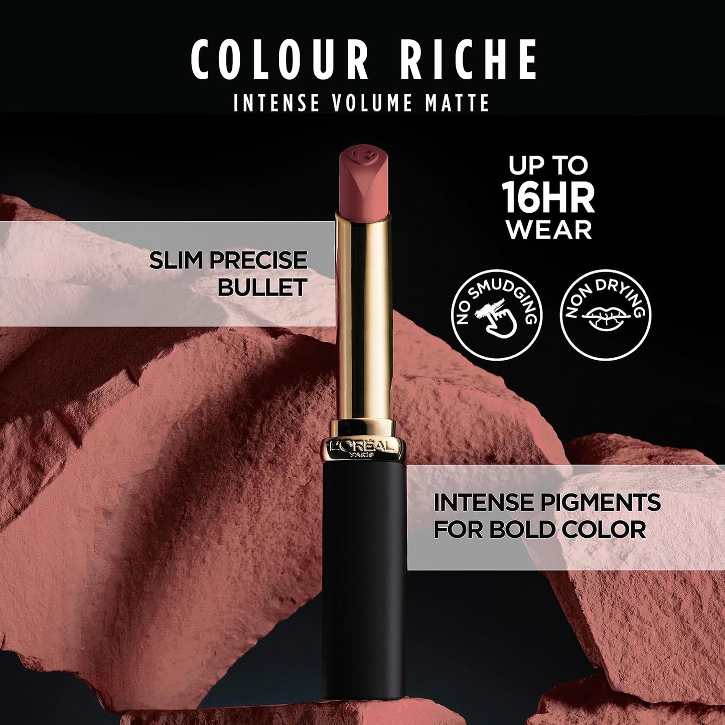 L’Oréal Paris Colour Riche Intense Volume Matte Lipstick, Lip Makeup Infused with Hyaluronic Acid for up to 16HR Wear, Worth It, 0.06 Oz