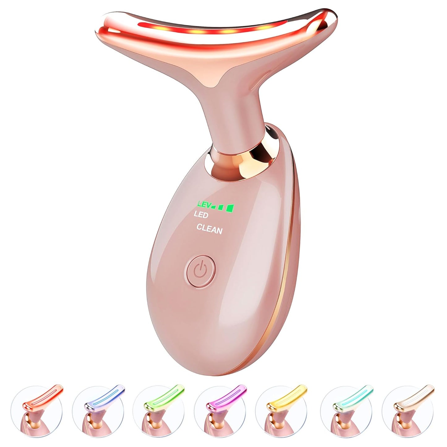 7 Color Light Based Face-Neck-Massager - Facial Massager for Skin Care, Rose Gold