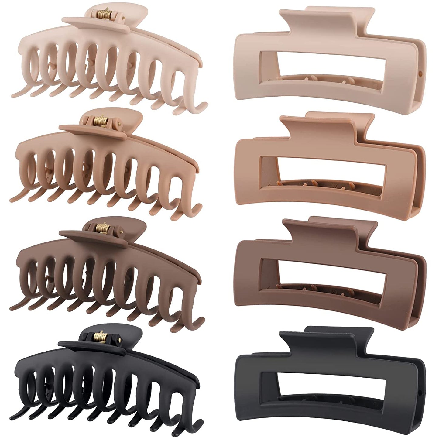 Hair Clips for Women 4.3 Inch Large Hair Claw Clips for Women Thin Thick Curly Hair, Big Matte Banana Clips,Strong Hold Jaw Clips,Neutral Colors