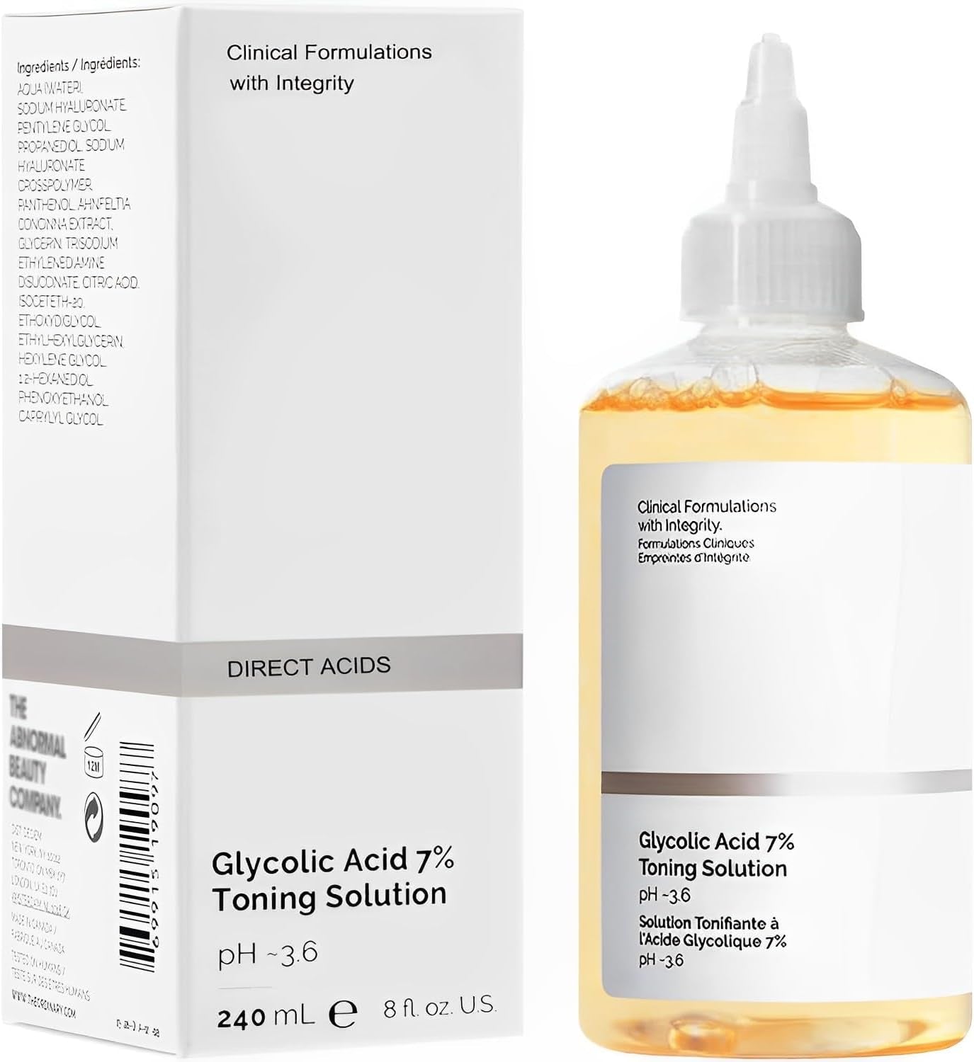 Ordinary Glycolic Acid Toning Solution, 8 Fl Oz Glycolic Acid 7% Toner Gently Exfoliates, Smooths Skin Texture, Improvement Visible Clarity & Also Addressing Uneven Tone, Reveal Radiant Skin