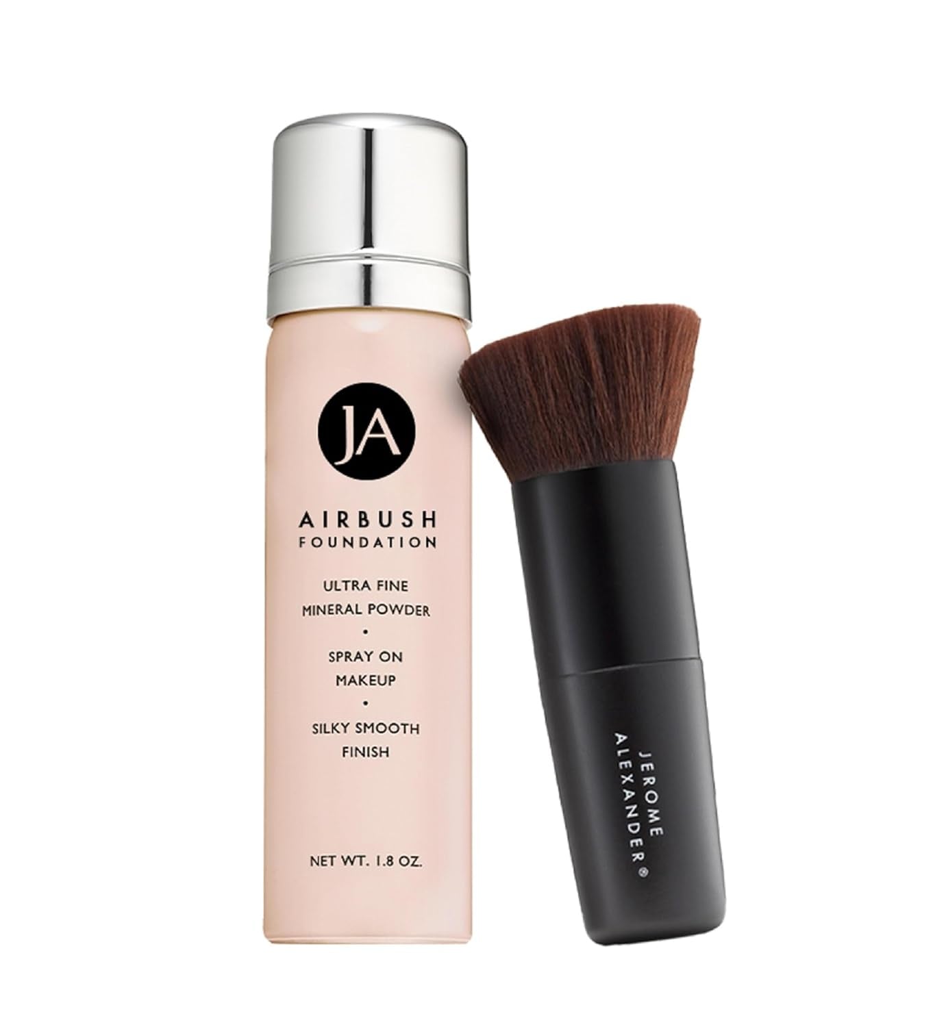 Magicminerals Airbrush Foundation by  – 2Pc Set with Airbrush Foundation and Kabuki Brush - Spray Makeup with Anti-Aging Ingredients for Smooth Radiant Skin - Light Medium